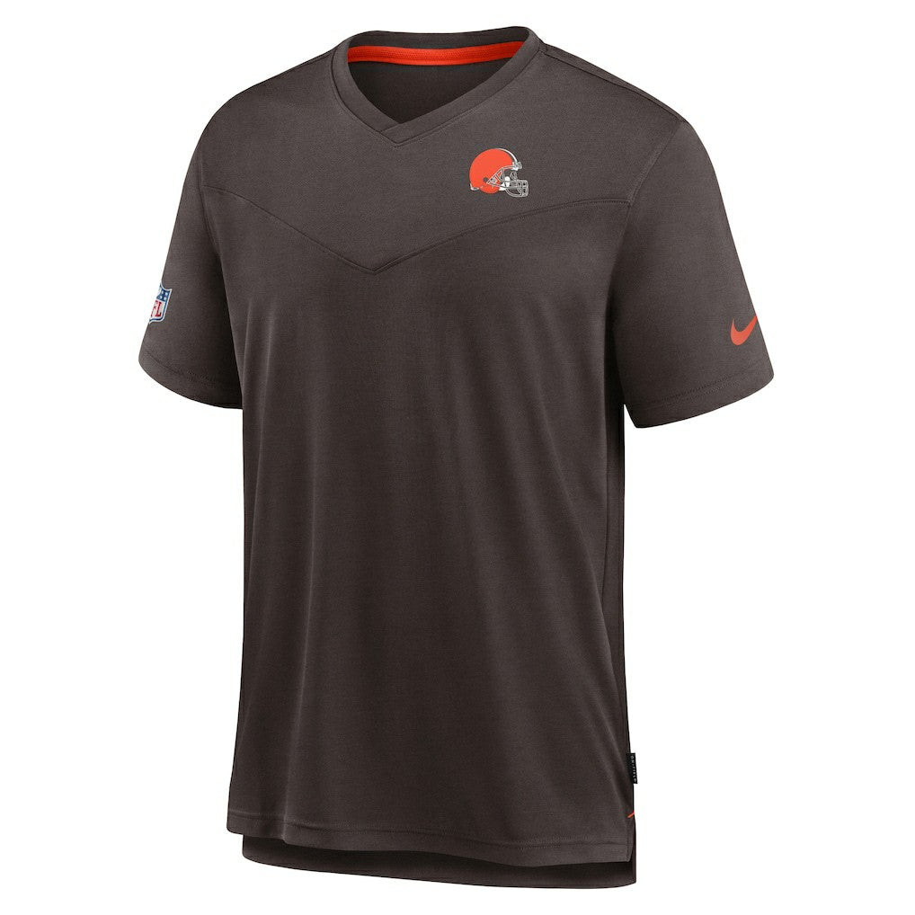 Cleveland Browns Sideline Coach Chevron Lock Up Logo V-Neck Performance T-Shirt - Brown | Nike on sale