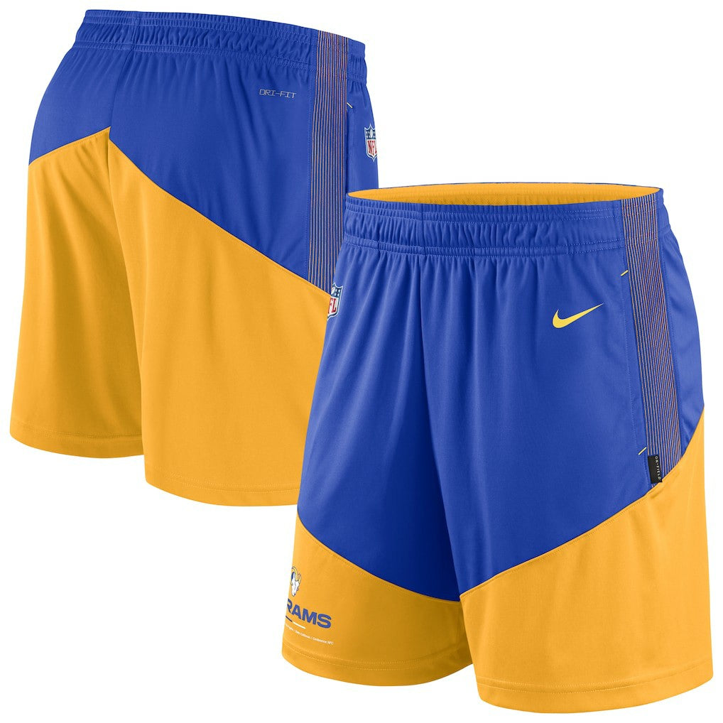 Los Angeles Rams Sideline Primary Lockup Performance Shorts - Royal/Gold | Nike sale
