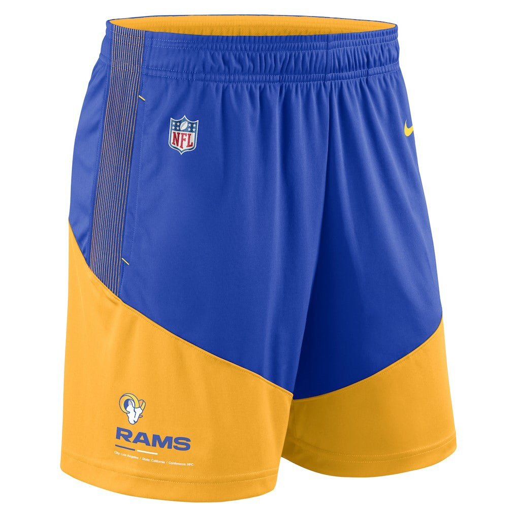 Los Angeles Rams Sideline Primary Lockup Performance Shorts - Royal/Gold | Nike sale