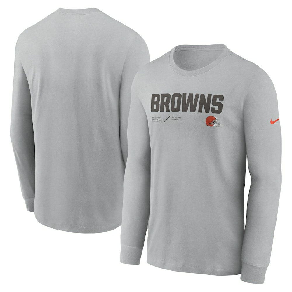 Cleveland Browns Sideline Infograph Lock Up Performance Long Sleeve T-Shirt - Silver | Nike online