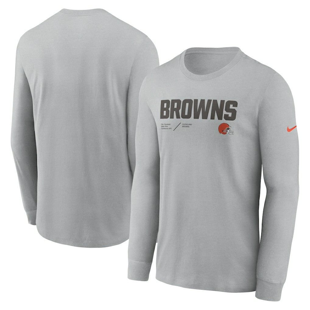 Cleveland Browns Sideline Infograph Lock Up Performance Long Sleeve T-Shirt - Silver | Nike online