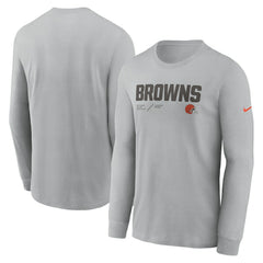 Cleveland Browns Sideline Infograph Lock Up Performance Long Sleeve T-Shirt - Silver | Nike online