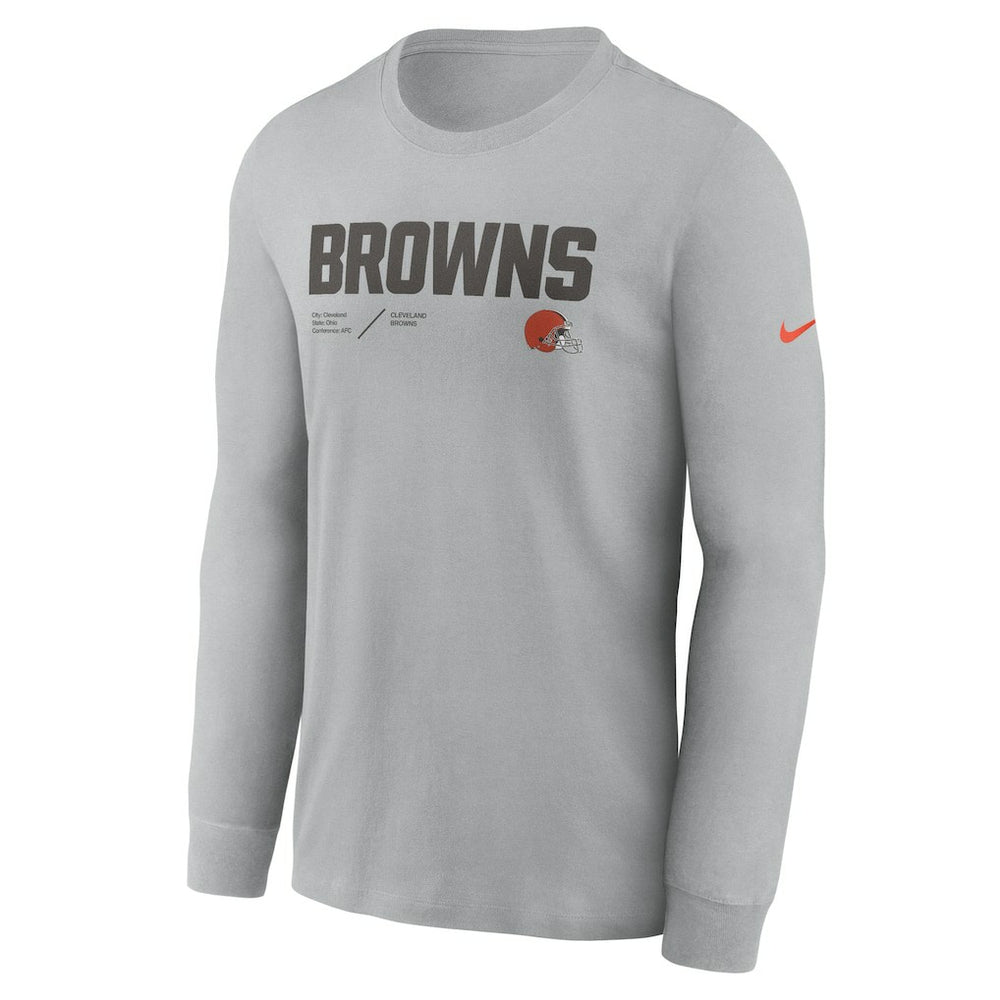 Cleveland Browns Sideline Infograph Lock Up Performance Long Sleeve T-Shirt - Silver | Nike online