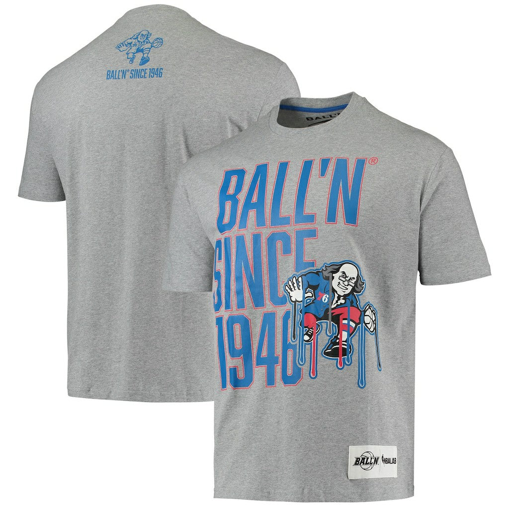 Philadelphia 76ers BALL'N Since 1946 T-Shirt - Heathered Gray sale