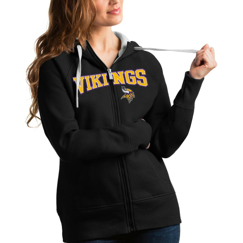 Minnesota Vikings Antigua Women's Wordmark Victory Full-Zip Hoodie - Black online