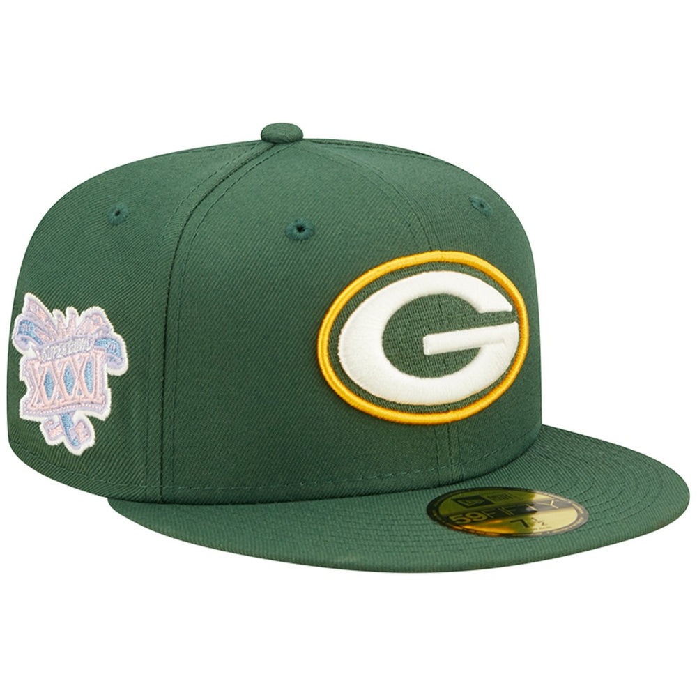 Green Bay Packers New Era Super Bowl XXXI Purple Pop Sweat 59FIFTY Fitted Hat - Green outlet