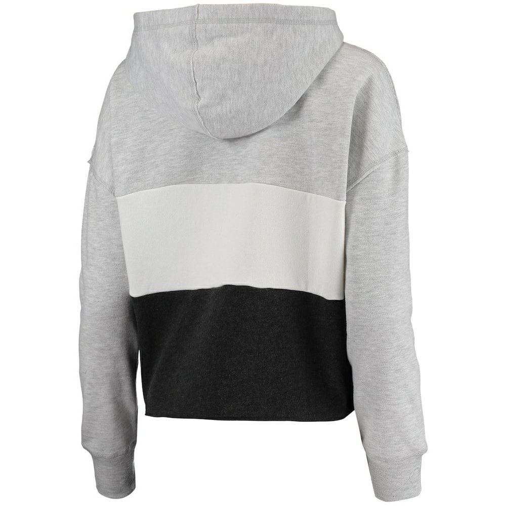 Brooklyn Nets '47 Women's Lizzy Cutoff Pullover Hoodie - Heathered Gray/Heathered Black | 47 brand on sale