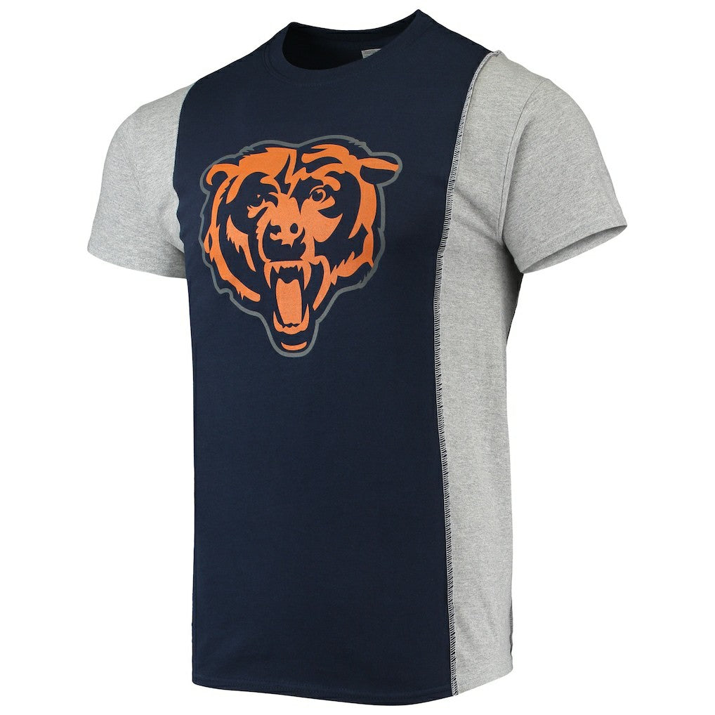 Chicago Bears Refried Apparel Sustainable Split T-Shirt - Navy/Heathered Gray for sale