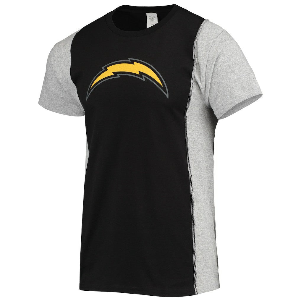 Los Angeles Chargers Refried Apparel Sustainable Split T-Shirt - Black/Heathered Gray discount