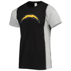 Los Angeles Chargers Refried Apparel Sustainable Split T-Shirt - Black/Heathered Gray discount