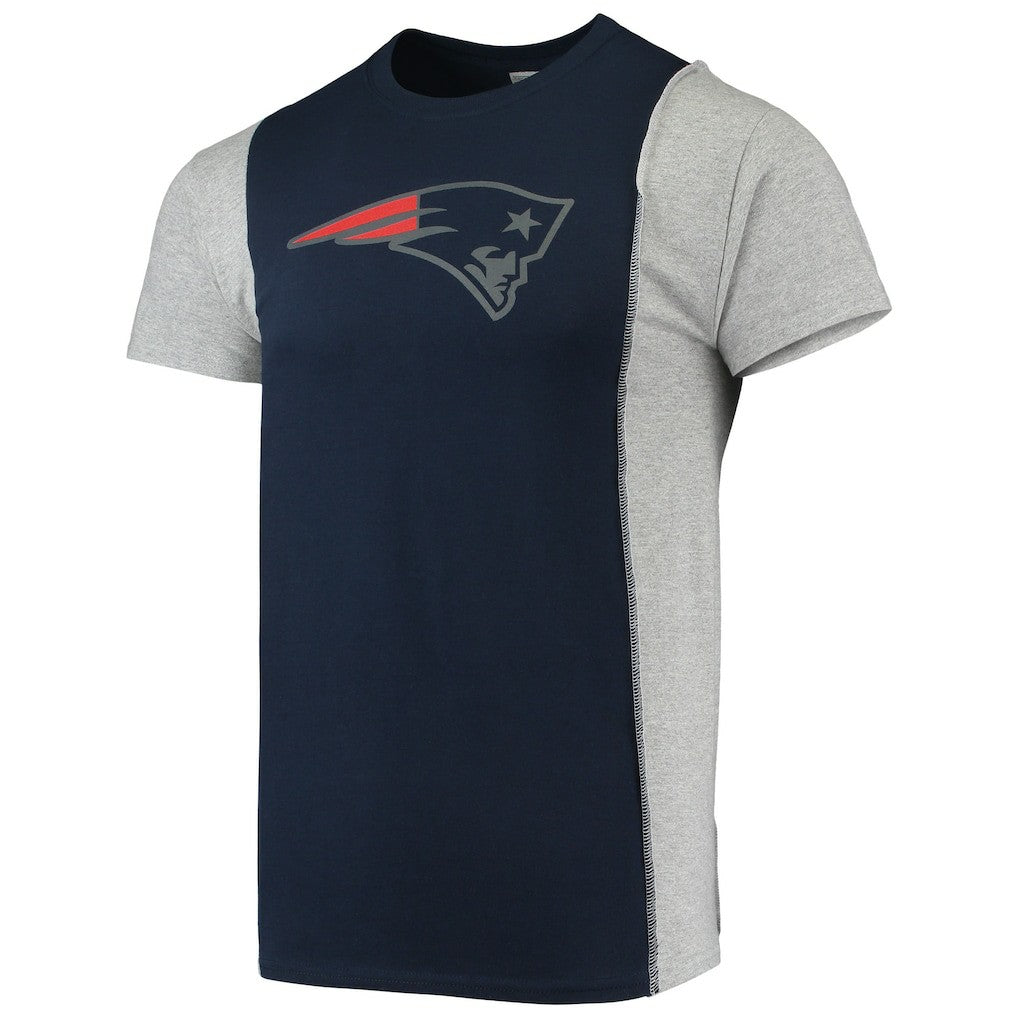 New England Patriots Refried Apparel Sustainable Split T-Shirt - Navy/Heathered Gray discount
