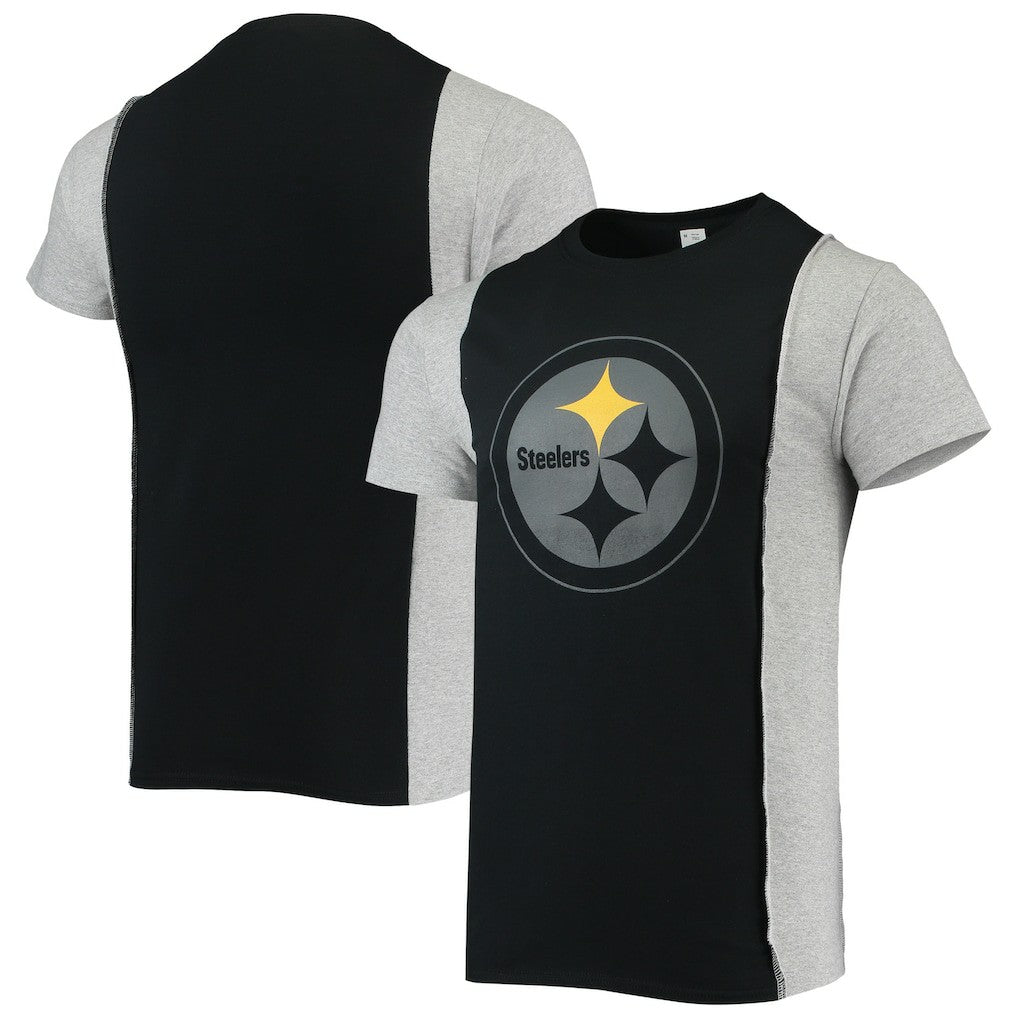 Pittsburgh Steelers Refried Apparel Sustainable Split T-Shirt - Black/Heathered Gray cheap