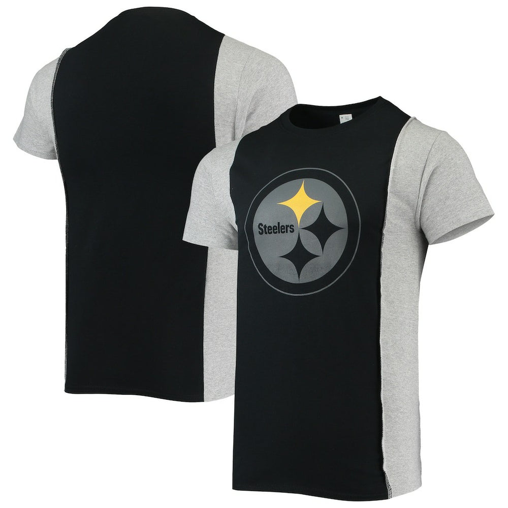 Pittsburgh Steelers Refried Apparel Sustainable Split T-Shirt - Black/Heathered Gray cheap