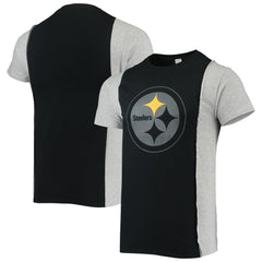 Pittsburgh Steelers Refried Apparel Sustainable Split T-Shirt - Black/Heathered Gray cheap