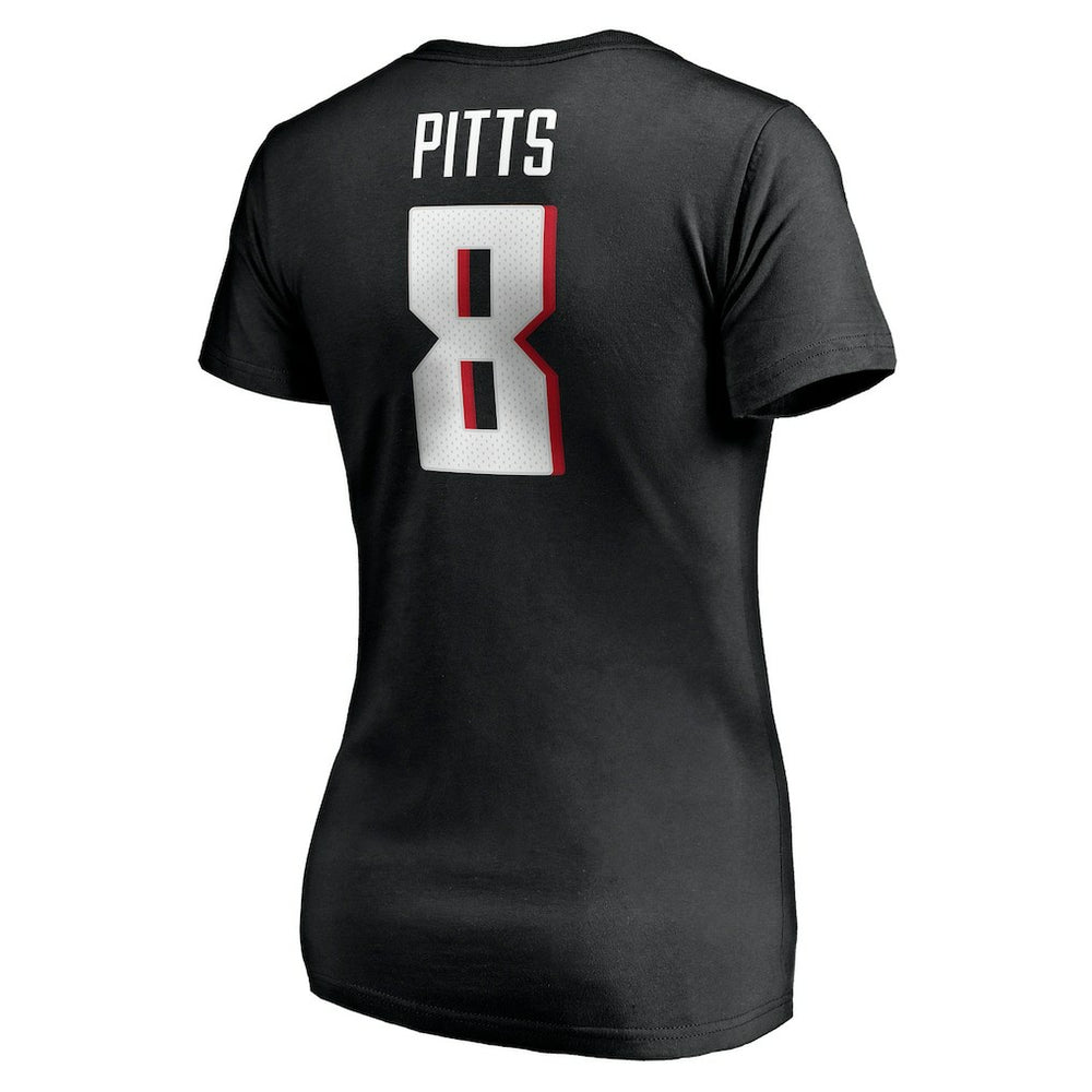 Kyle Pitts Atlanta Falcons Women's Player Icon Name & Number V-Neck T-Shirt - Black online