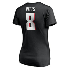 Kyle Pitts Atlanta Falcons Women's Player Icon Name & Number V-Neck T-Shirt - Black online