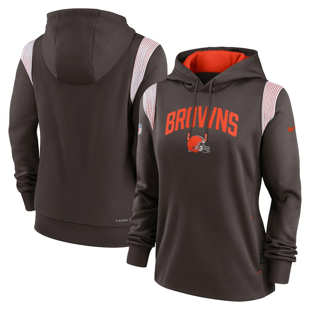 Cleveland Browns Women's Sideline Stack Performance Pullover Hoodie - Brown | Nike discount