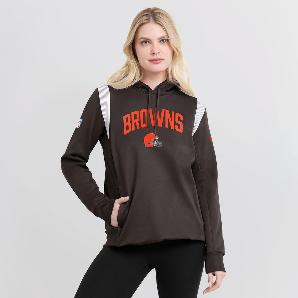 Cleveland Browns Women's Sideline Stack Performance Pullover Hoodie - Brown | Nike discount