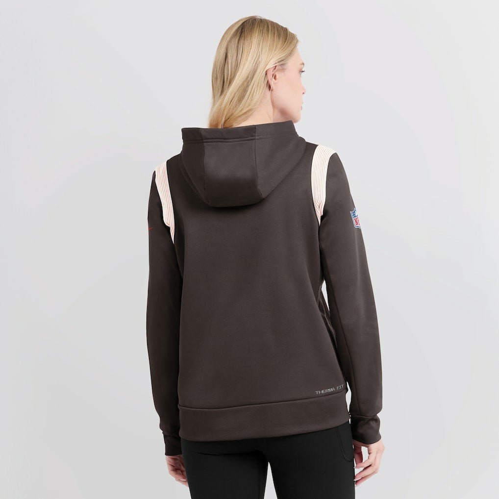 Cleveland Browns Women's Sideline Stack Performance Pullover Hoodie - Brown | Nike discount