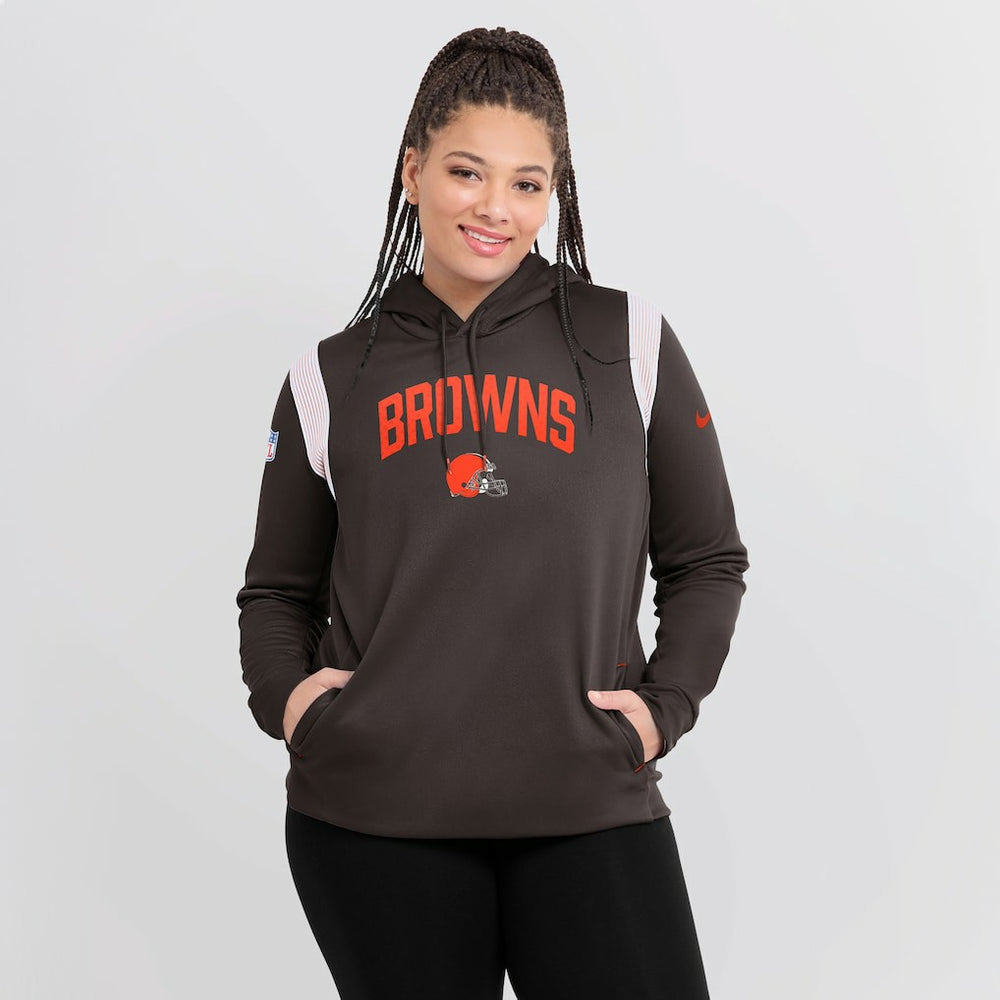Cleveland Browns Women's Sideline Stack Performance Pullover Hoodie - Brown | Nike discount