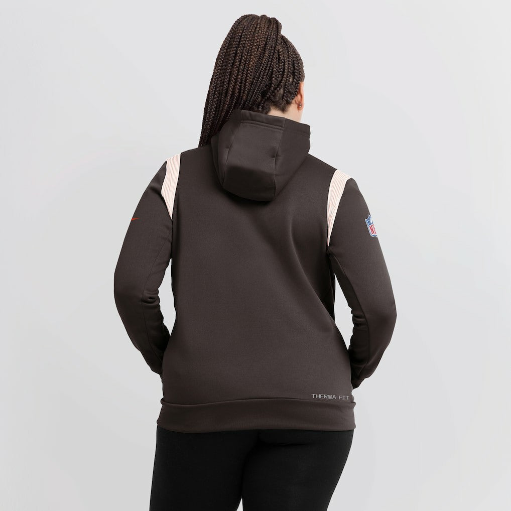 Cleveland Browns Women's Sideline Stack Performance Pullover Hoodie - Brown | Nike discount