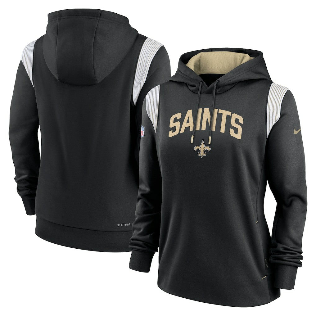 New Orleans Saints Women's Sideline Stack Performance Pullover Hoodie - Black | Nike on sale