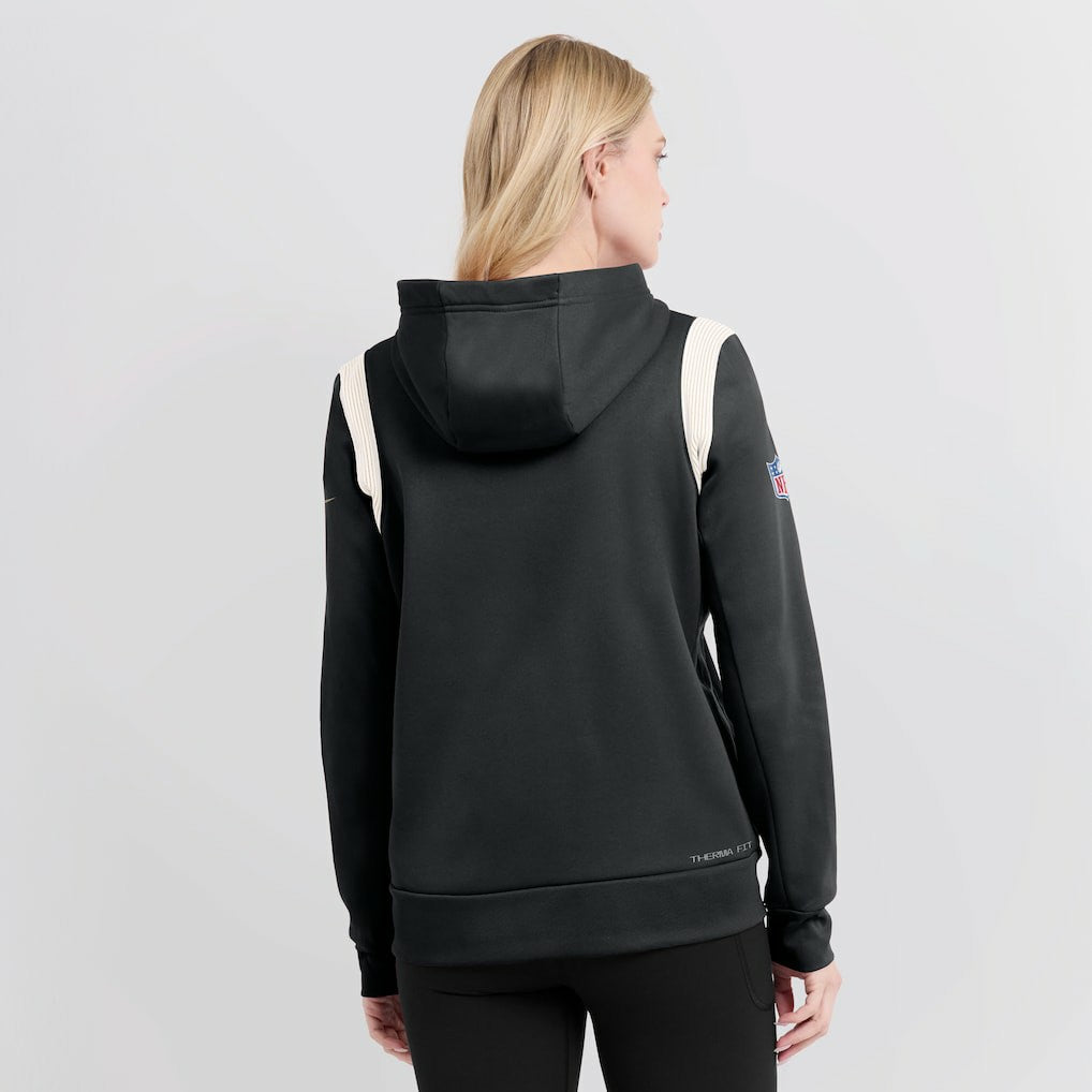 New Orleans Saints Women's Sideline Stack Performance Pullover Hoodie - Black | Nike on sale