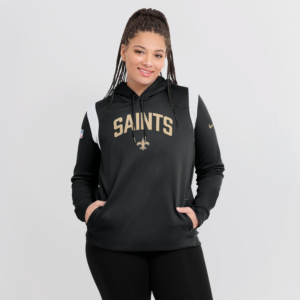 New Orleans Saints Women's Sideline Stack Performance Pullover Hoodie - Black | Nike on sale