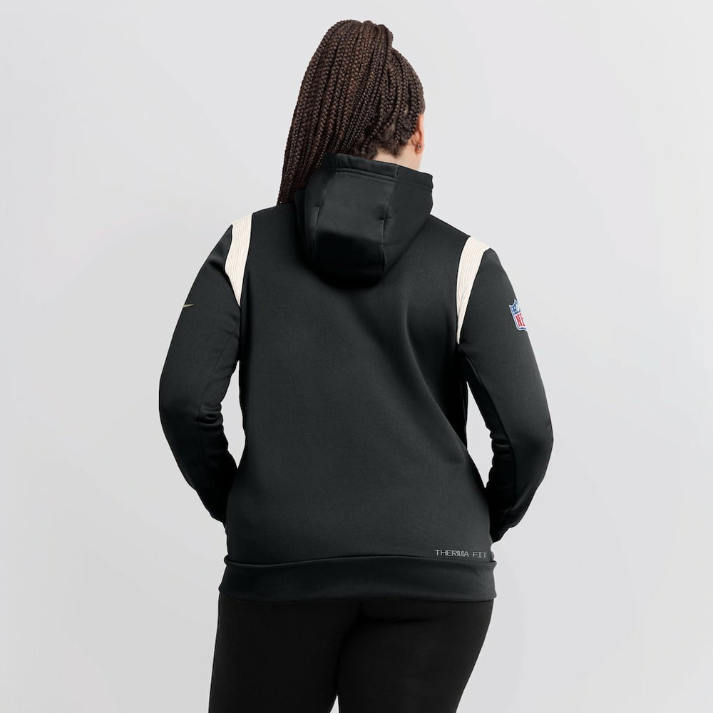 New Orleans Saints Women's Sideline Stack Performance Pullover Hoodie - Black | Nike on sale