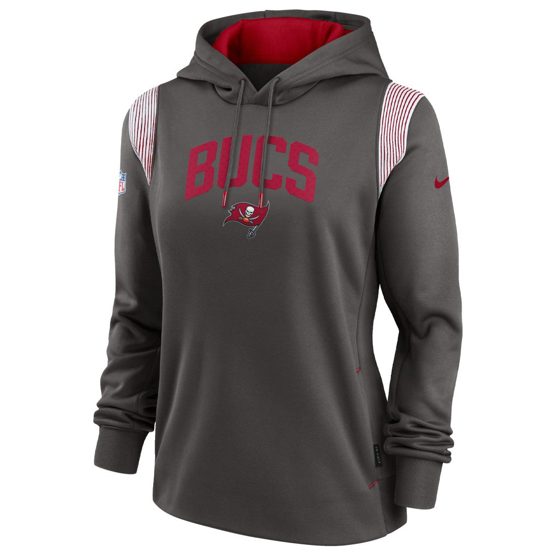 Tampa Bay Buccaneers Women's Sideline Stack Performance Pullover Hoodie - Pewter | Nike outlet