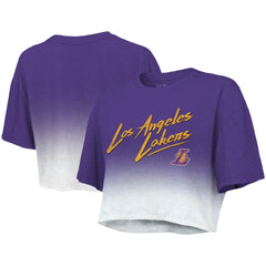 Los Angeles Lakers Majestic Threads Women's Dirty Dribble Tri-Blend Cropped T-Shirt - Purple/White sale