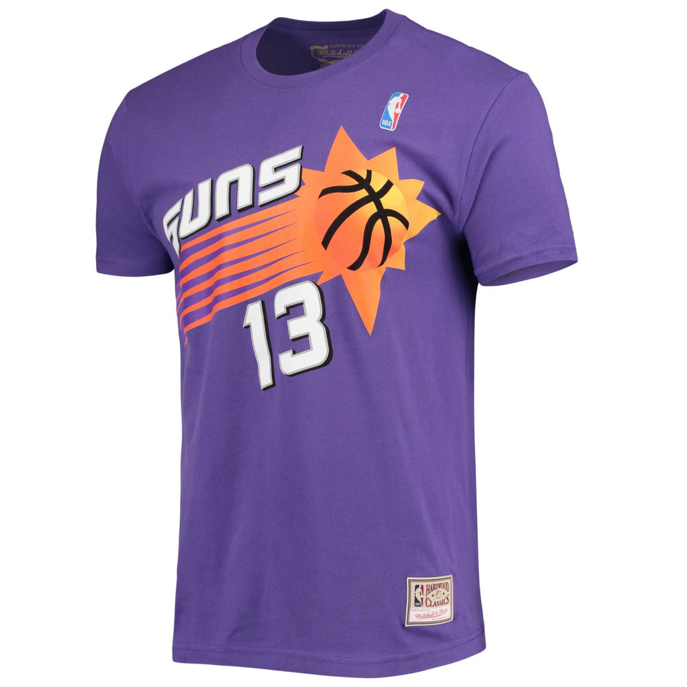 Steve Nash Phoenix Suns Hardwood Classics Stitch Name & Number T-Shirt - Purple | Mitchell & Ness sale