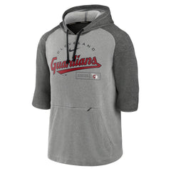 Cleveland Guardians Team Modern Arch 3/4 Sleeve Pullover Hoodie - Heathered Charcoal/Heathered Gray | Nike