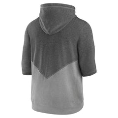 Cleveland Guardians Team Modern Arch 3/4 Sleeve Pullover Hoodie - Heathered Charcoal/Heathered Gray | Nike