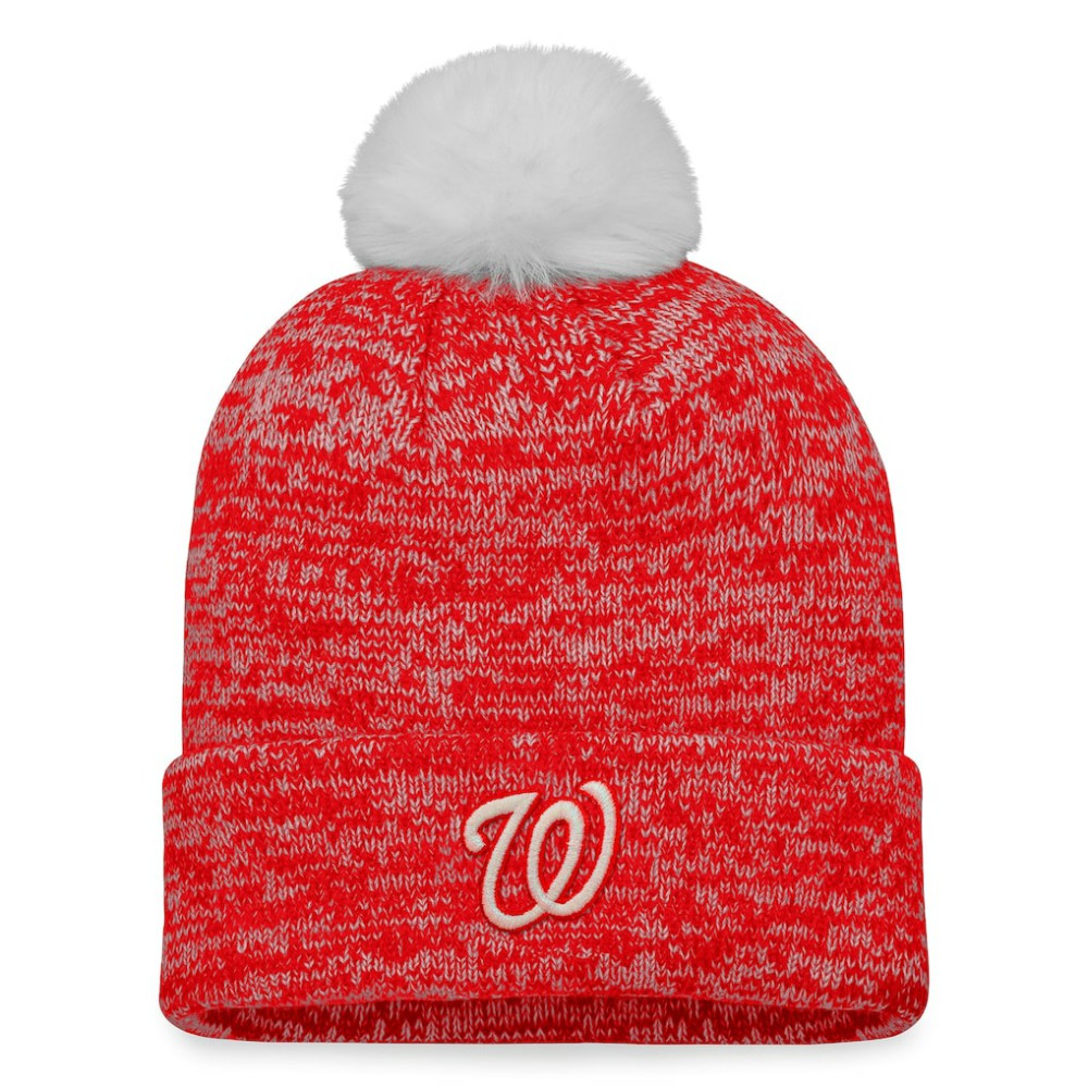 Washington Nationals Women's Iconic Cuffed Knit Hat with Pom - Red/White