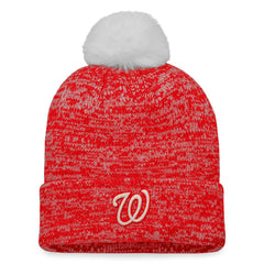 Washington Nationals Women's Iconic Cuffed Knit Hat with Pom - Red/White