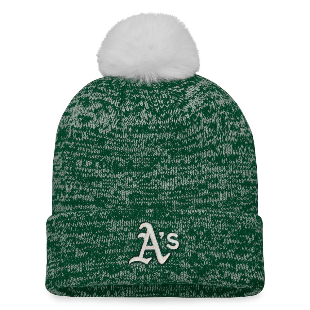 Athletics Women's Iconic Cuffed Knit Hat with Pom - Green/White