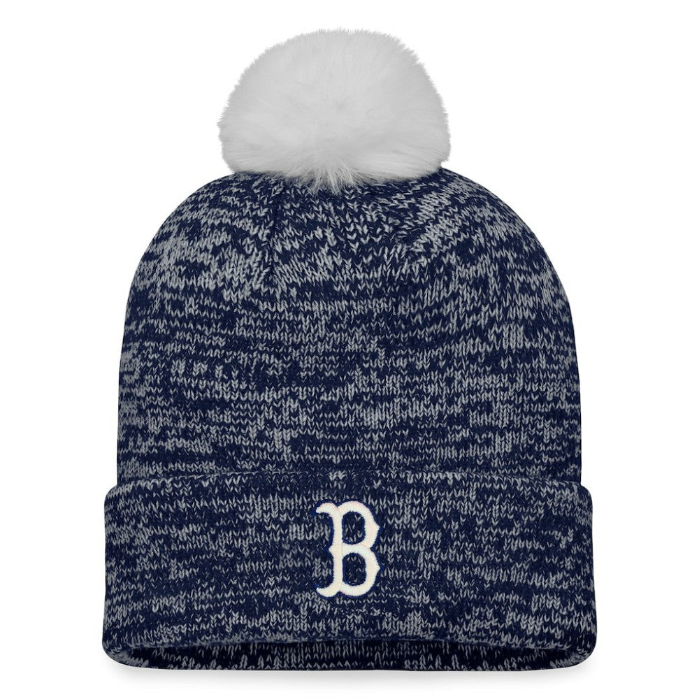 Boston Red Sox Women's Iconic Cuffed Knit Hat with Pom - Navy/White