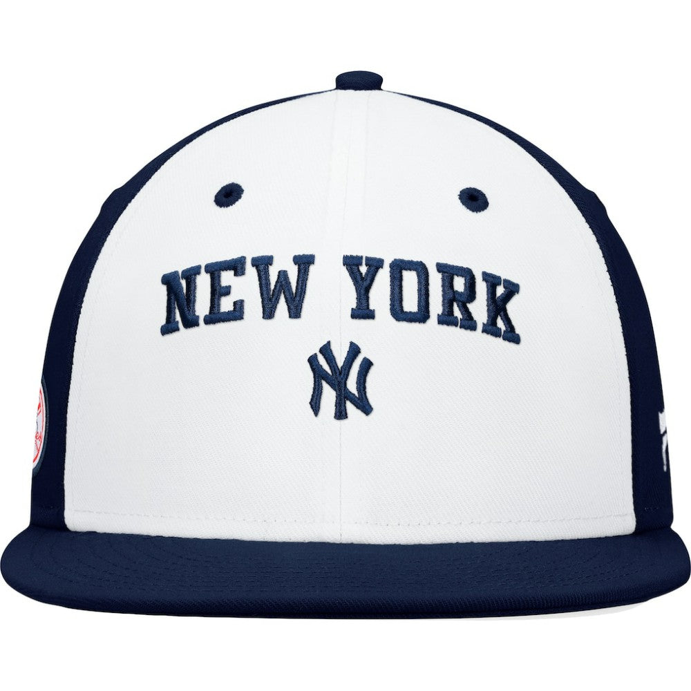 New York Yankees Iconic Color Blocked Fitted Hat - White/Navy