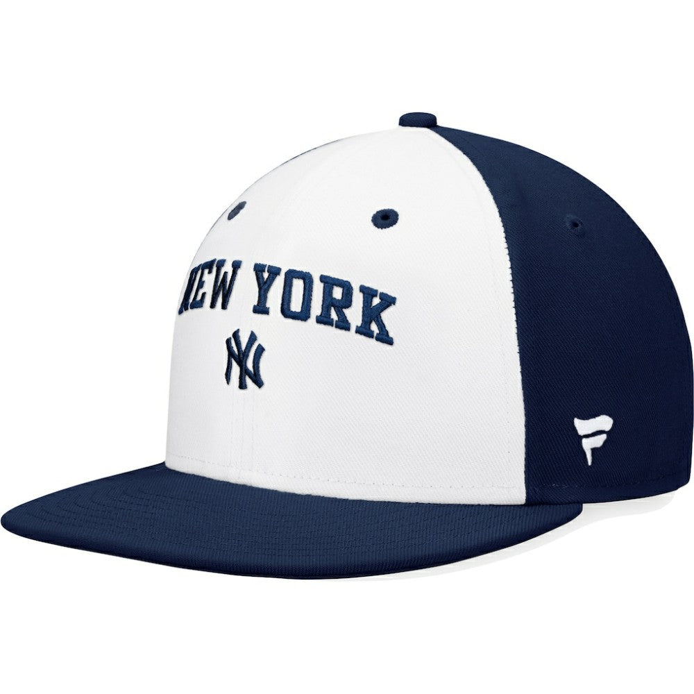 New York Yankees Iconic Color Blocked Fitted Hat - White/Navy