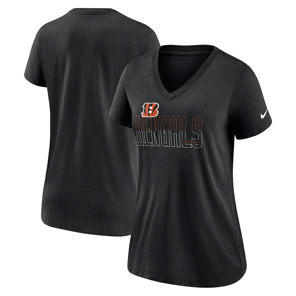 Cincinnati Bengals Women's Lock Up Tri-Blend V-Neck T-Shirt - Heathered Black | Nike sale