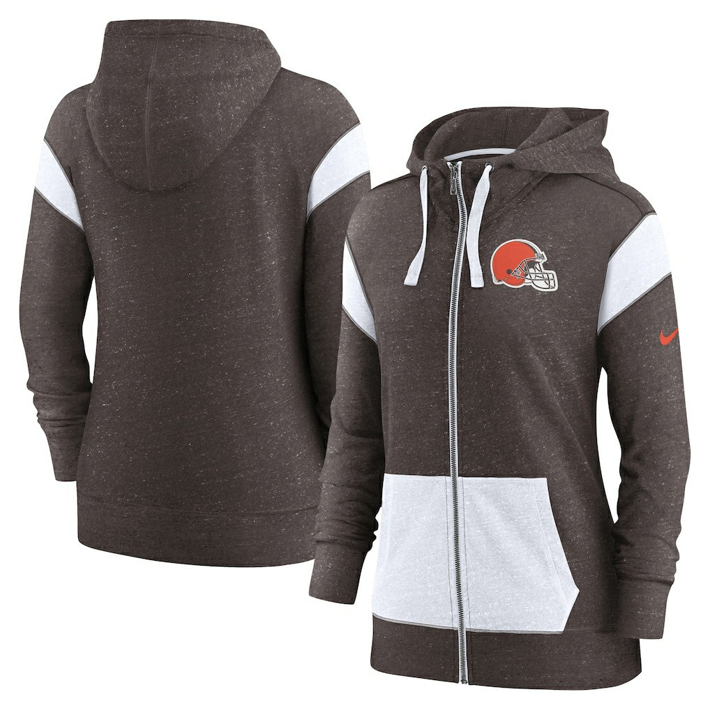 Cleveland Browns Women's Monaco Lightweight Full-Zip Hoodie - Brown/White | Nike for sale