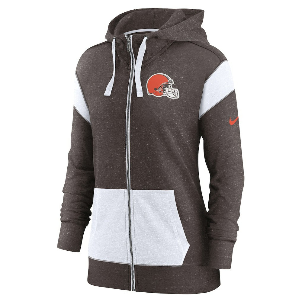 Cleveland Browns Women's Monaco Lightweight Full-Zip Hoodie - Brown/White | Nike for sale
