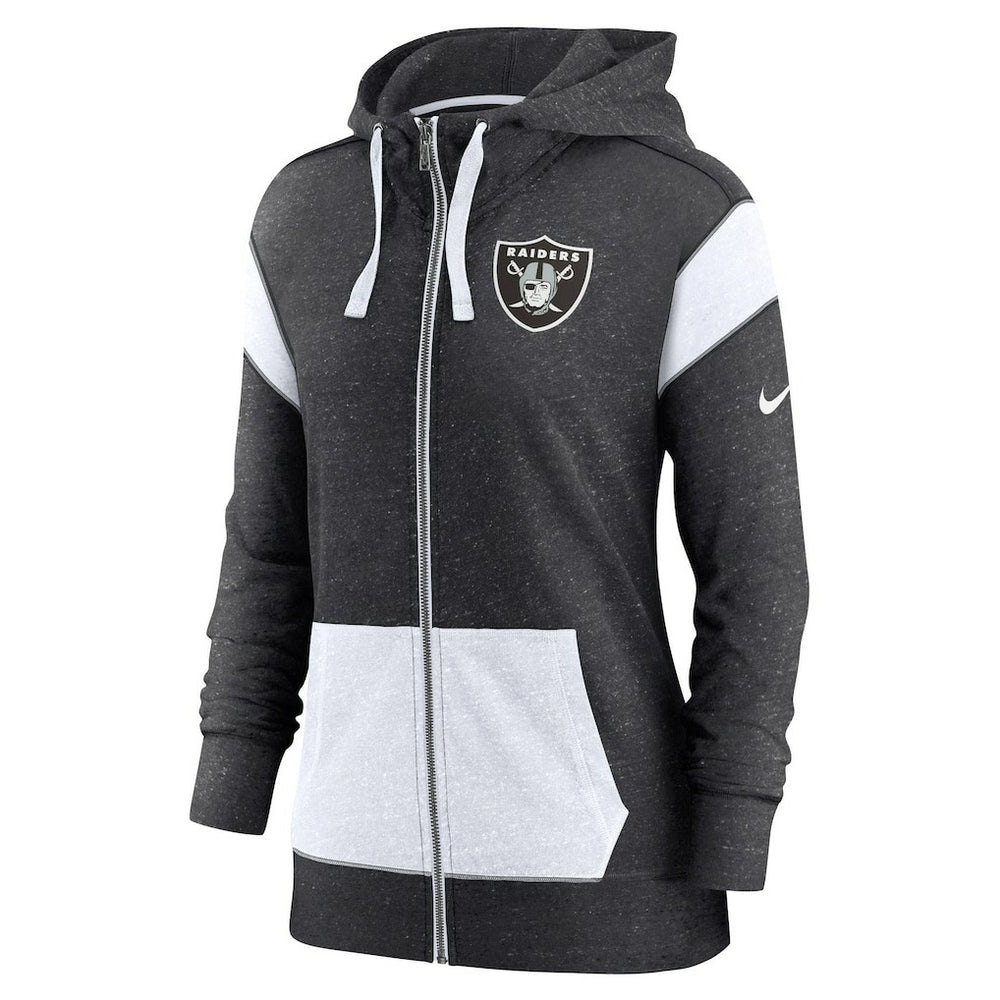 Las Vegas Raiders Women's Plus Size Monaco Full-Zip Lightweight Hoodie - Heather Black/White | Nike discount