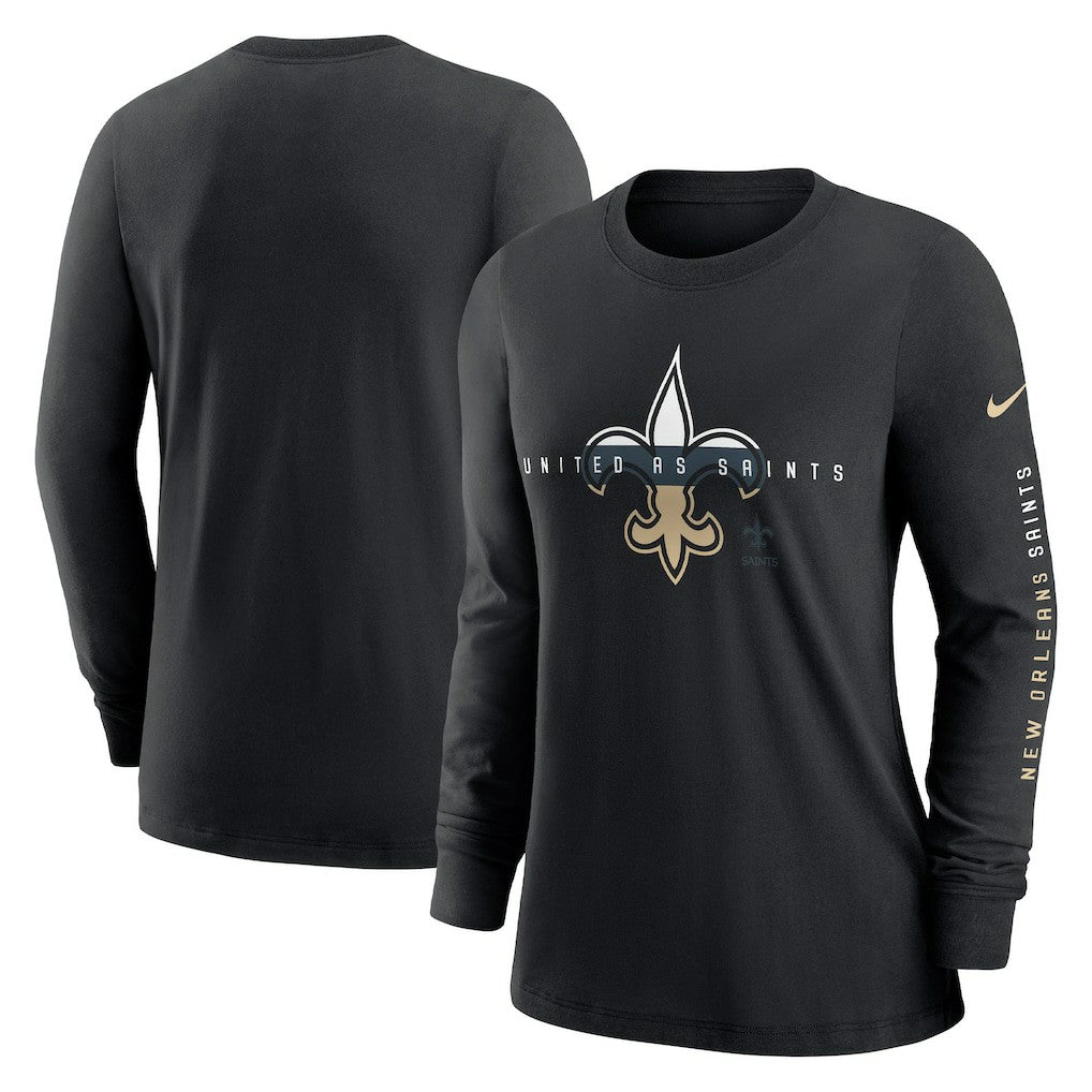 New Orleans Saints Women's Prime Split Long Sleeve T-Shirt - Black | Nike cheap