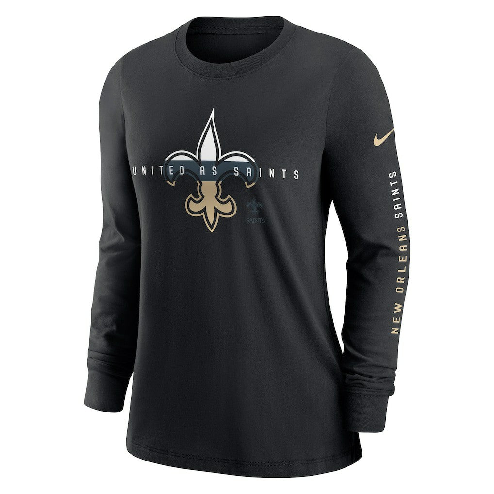 New Orleans Saints Women's Prime Split Long Sleeve T-Shirt - Black | Nike cheap