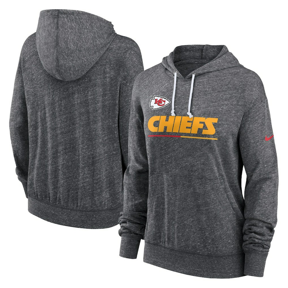 Kansas City Chiefs Women's Team Spirit Gym Vintage Lightweight Hoodie Top - Heather Charcoal | Nike sale