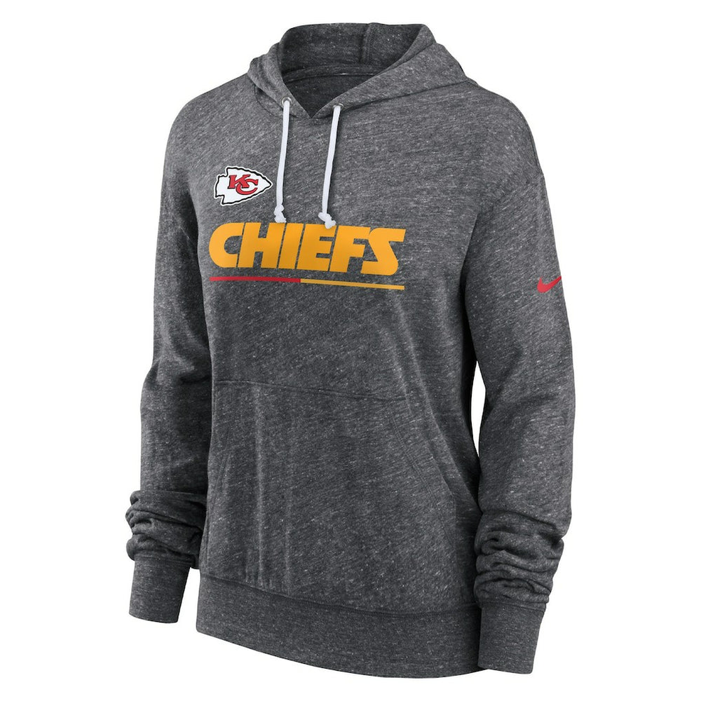 Kansas City Chiefs Women's Team Spirit Gym Vintage Lightweight Hoodie Top - Heather Charcoal | Nike sale