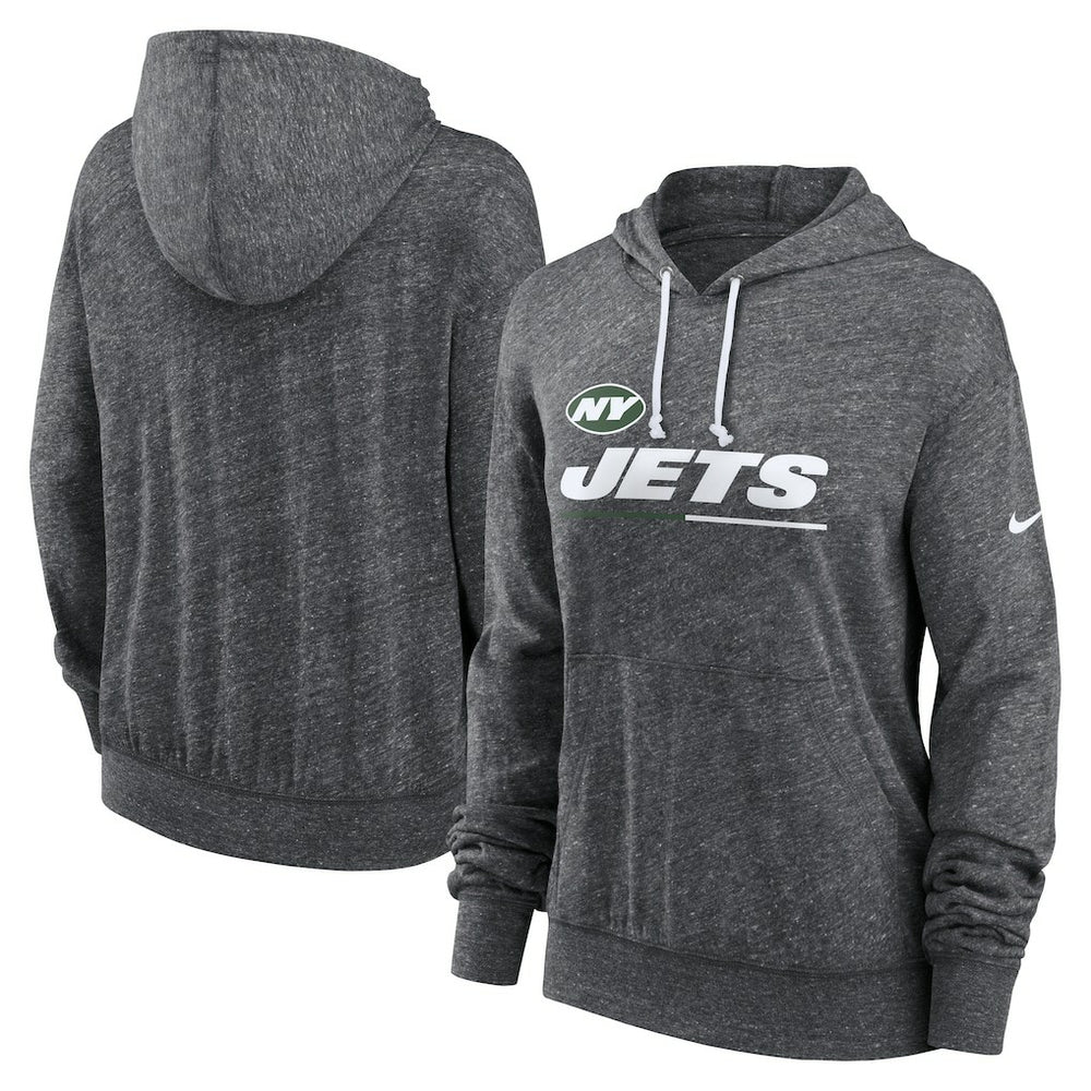 New York Jets Women's Team Spirit Gym Vintage Lightweight Hoodie Top - Heather Charcoal | Nike online