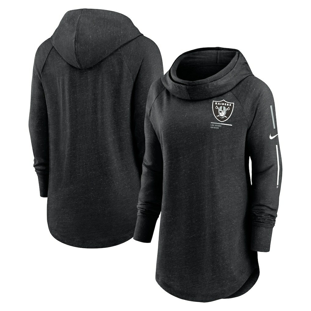 Las Vegas Raiders Women's Minimal Statement Lightweight Raglan Funnel Neck Pullover Hoodie - Black | Nike sale